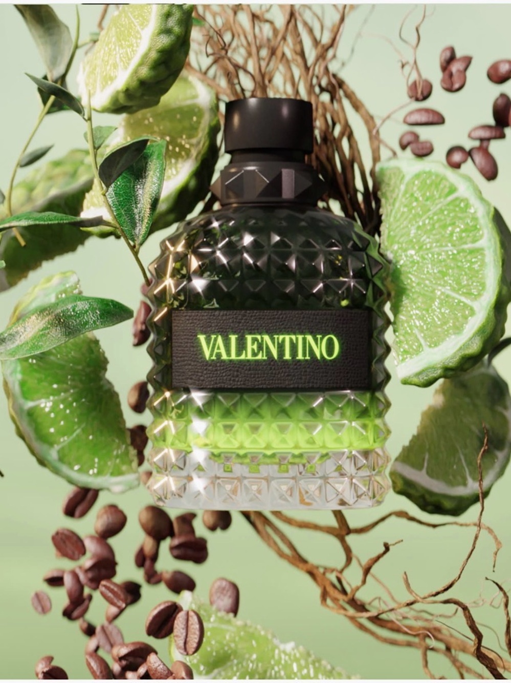 Valentino UOMO Black Box with Neon Green Logo Brand New travel in box